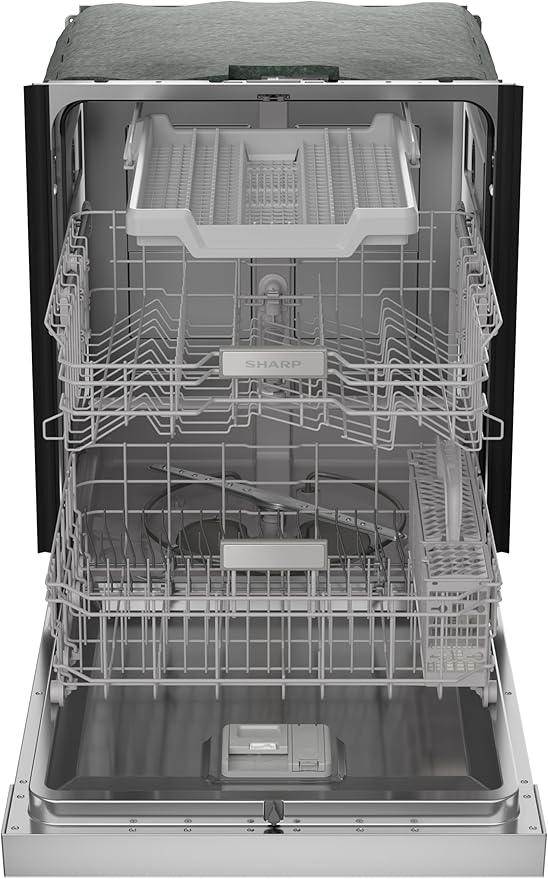 Sharp SDW6506JS 24-inch Stainless Steel Dishwasher, 49 dB, Third Rack, 12 Place Settings, Front Touch Controls