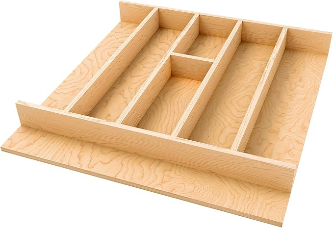 Rev-A-Shelf Natural Maple Right Size Utensil Insert Home Storage Kitchen Organizer 7 Compartment Drawer Accessory, 19-1/4" x 19-1/2", 4WUT-24SH-1