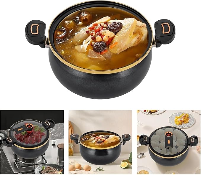 8L / 8.45Qt Micro Pressure Cooker With Visual Glass Lid & Handles, Non-Stick Multi-Function Pot For Gas, Electric Ceramic & Induction Stoves(White)