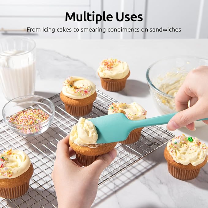 U-Taste Silicone Baking Spatula Set: 600ºF High Heat Resistant, Food Grade Flexible Rubber Kitchen Cooking Mixing Scraper, Food Grade Seamless Utensil for Nonstick Cookware Set of 3 (Colorful)