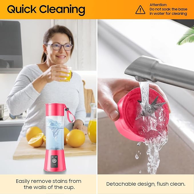 Cordless Personal Size Portable Blender - 380Ml Blender Smoothies and Shakes, BPA Free Traveling Juice Cup with Powerful Blending, Freshly Squeezed in Sports/Travel/Home, Mother's Day