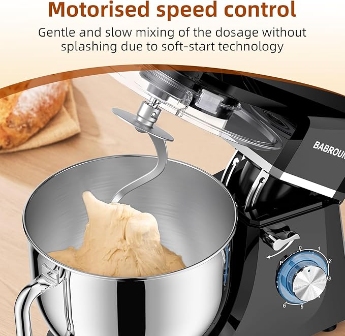 Dough Mixer 8.45 QT Electric Mixer - 660W 6 Speed Large Capacity Kitchen Stand Mixer with Whisk Dough Hook Mixing Beater Household Food Mixer for Baking Cakes Cookie Bread Salad