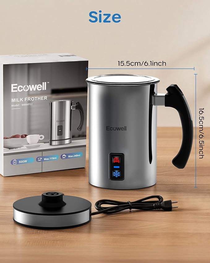 Electric Milk Frother, Milk Steamer for Coffee, Automatic Hot and Cold Milk Foam Froth Maker, Milk Warmer Foamer for Latte, Cappuccinos, Macchiato, 8.1oz/240 ml