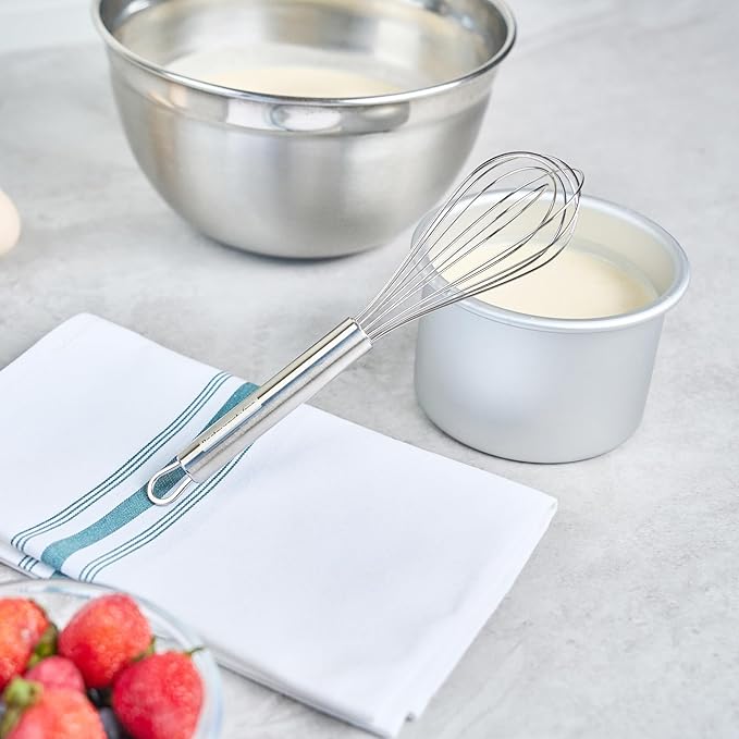 Restaurantware-German Standard 8.5 Inch French Whisk, 1 Dishwashable Kitchen Wire Whisk - Ergonomic Handle, Durable, Stainless Steel French Whip, For Blending, Stirring, Mixing Of Ingredients