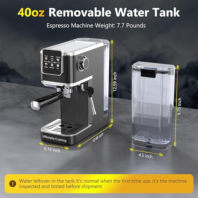 Espresso Machine 20 Bar,Touch Screen Espresso Maker with Steam Milk Frother,Compact Stainless Steel Coffee Machine for Cappuccino Latte Americano Espresso Cool,Gift for Coffee Lovers,Black