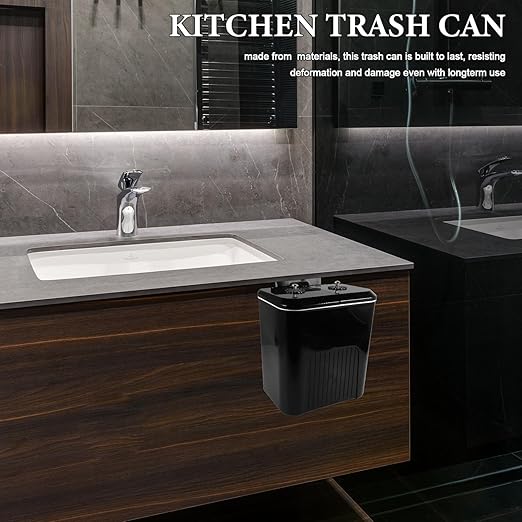 Ipetboom Kitchen Wall-Mounted Trash Can 9l with Dual Flip Lids Food Waste Bin Plastic Compost Bin for Home Kitchen Bathroom Cabinet Waste Sorting