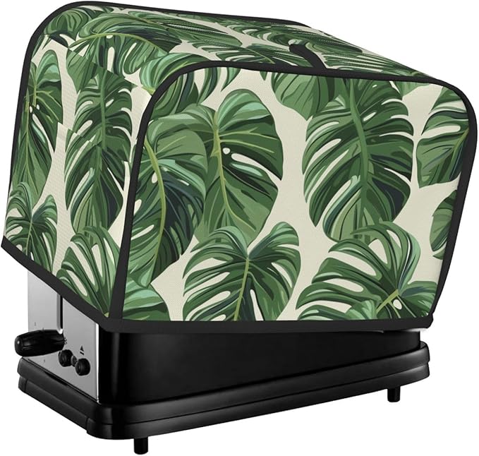 Tropical Monstera Leaf Toaster Cover 2 Slice, Cute Rural Bread Machine Cover, Washable Dust-Proof Cover for Kitchen Small Appliance Cover,with Top Handle