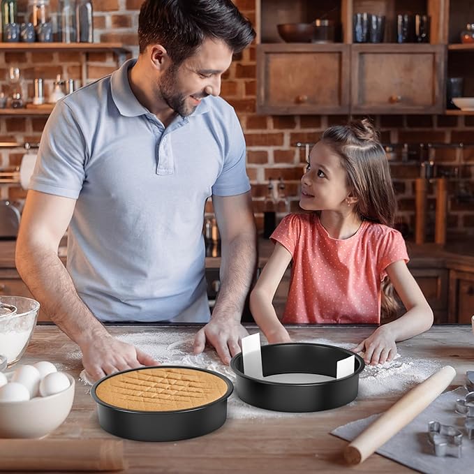 9 Inch Round Cake Pan Set of 3, Nonstick Baking Pans with 100PCS Parchment Paper, Dishwasher Safe
