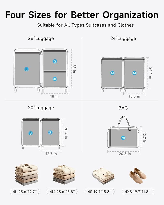 16 Pack Travel Vacuum Seal Bags with Rechargeable Electric Pump, 4 Sizes Space Saver Vacuum Storage Bags for Luggage, Suitcase & Home Organization, Reuseable Vacuum Seal Bags for Clothing