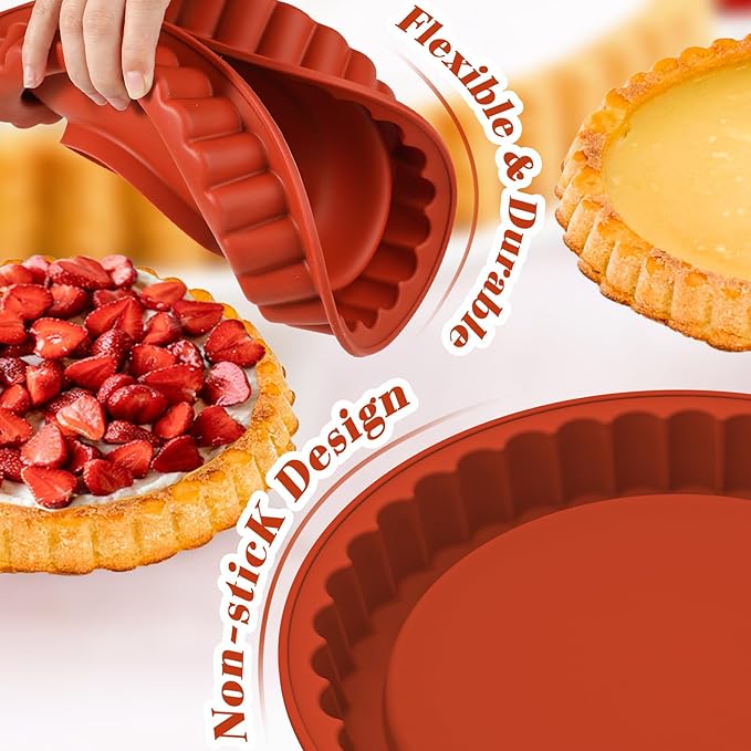 Webake 11-Inch Silicone Flan Tart Pan, Nonstick Large Maryann Cake Pan Torte Pan, BPA-Free
