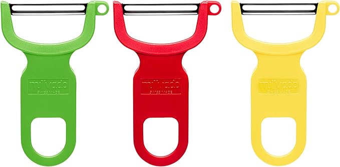 Vegetable Peeler, Swiss Made Sharp Peelers for Kitchen, Set of 3 Y Peeler for Potatoes, Apple Peeler, Vegetables, Fruits, Carbon Blade, Dishwasher Safe