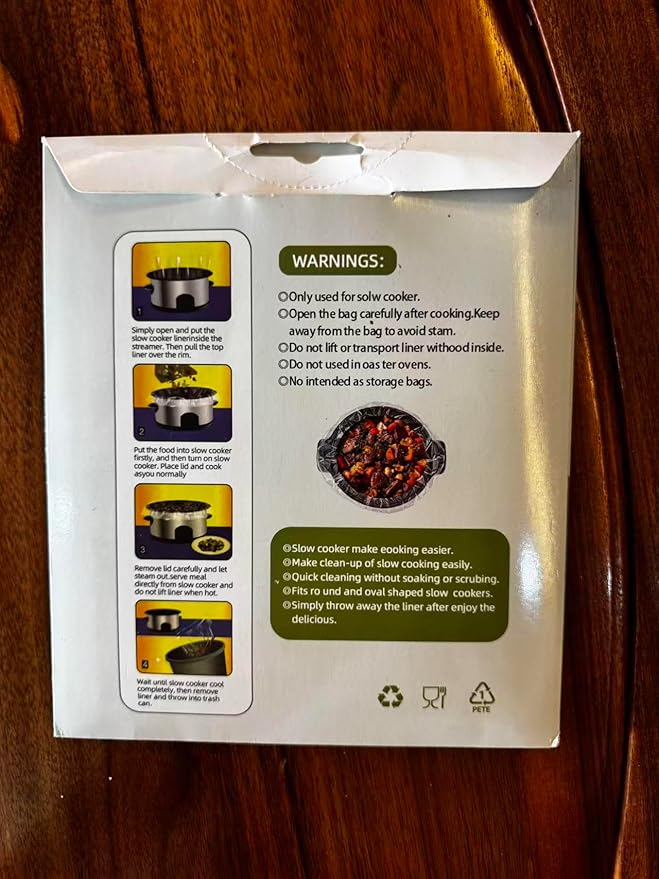 Slow Cooker Liners 20pcs, Large 13“ x 21” Disposable Cooking Bags for 3QT to 8QT Slow Cookers, Cooking Tray for Oval and Round Pots (20)