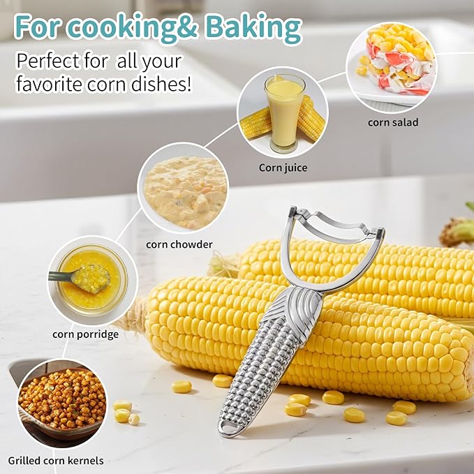 2 Pcs Corn Peeler for Corn on The Cob Stainless Steel Stripper Tool with Aluminum Alloy Handle Kernel Stripper Remover, Comfortable Grip and Light Weight