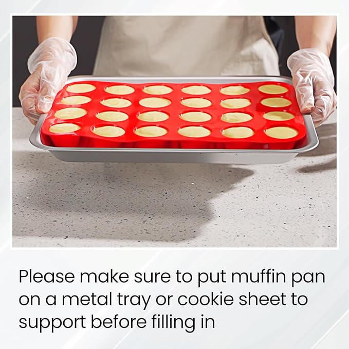 Redfly 2 Pack Silicone MIini Muffin Pan & Cupcake Pans for Baking - 24 Cup Mini Size BPA Free Egg Bites Molds