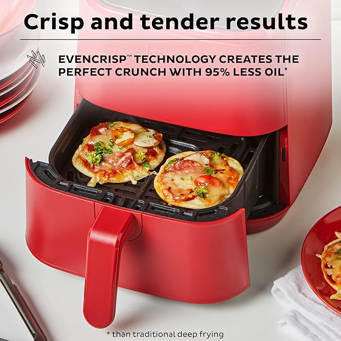 Instant Pot Vortex 2QT Mini Air Fryer, Small Air fryer that Crisps,Reheats,Bakes,Roasts for Quick Easy Meals,Includes over 100 In-App Recipes, is Dishwasher-Safe, from the Makers of Instant Pot, Red