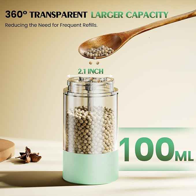 Electric Salt and Pepper Grinder Set Automatic Battery Pepper Mill Shakers Adjustable Coarseness Upgraded Larger Capacity with Led Home and Kitchen Appliances Birthday Gifts for Women Mom