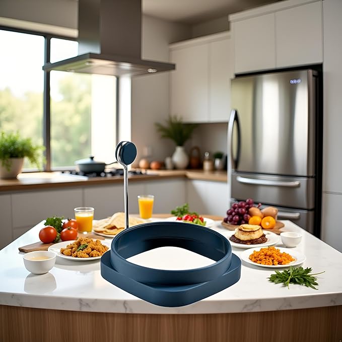 Blue Fried Egg High Temperature Resistance Flexible Food Grade Double-sided Square Round Egg Fryer Mould for Home Fried Egg Ring Egg Poachers Specialty Cookware Cookware