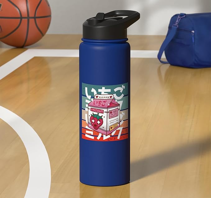 Kawaii Milk Carton Japanese Culture Adorable Strawberry Cute Stainless Steel Insulated Water Bottle