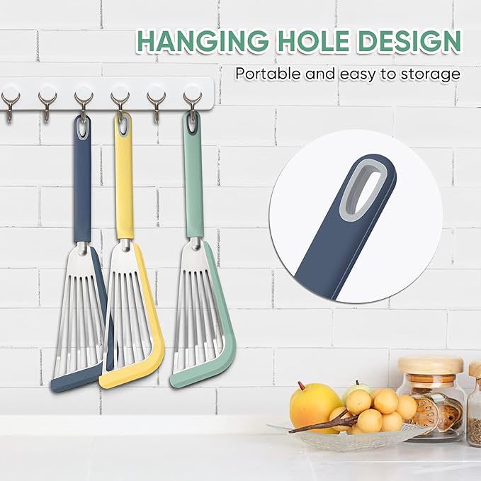 Nonstick Fish Spatula,Maywe Tanso Thin Slotted Spatulas Turner Silicone Fish Spatulas for Nonstick Cookware,High Heat Resistant BPA Free Cooking Utensils,Ideal for Fish,Eggs,Pancakes