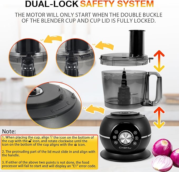 12 Cup Smart Food Processor, Electric Food Chopper Slicer with French-Fry Slicing Shredding Chopping Kneading Cutter, For Meat, Vegetable, Fries, Cheese, Meat & Veggie Prep, Puree