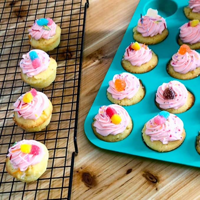 CAKETIME Mini Muffin Pan 24 Mini Cupcake Pans Silicone Molds Food Grade Silicone Muffin Pans for Baking Pack of 2