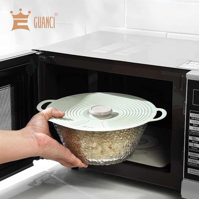 GUANCI Silicone Lids for Bowl 8 Pack, Microwave Splatter Cover with 6 Sizes Reusable Heat Resistant Lids Fits Cups, Bowls, Plates, Pots, Pans, Skillets, Stove Top, Oven, Fridge Dishwasher Safe
