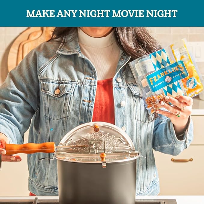 Franklin’s Gourmet Popcorn All-In-One Pre-Measured Packs - 2oz. Pack of 24 - Butter Flavored Coconut Oil + Butter Salt Popcorn Seasoning + Organic Corn - Authentic Movie Theater Taste – Made in USA