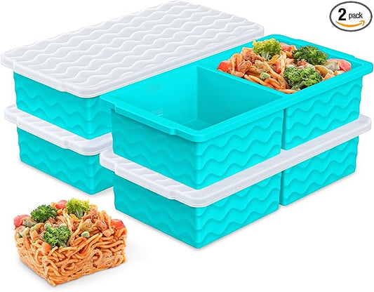 Aopigavi Silicone Freezer Tray with Lid – 2-Cup Soup Freezer Container Molds, Large Ice Cube Trays for Freezing Soup, Sauce & Broth, Meal Prep & Food Storage – Oven & Dishwasher Safe, 4-Pack
