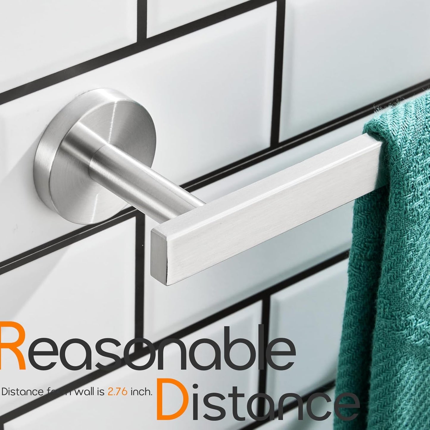 12 Inch Bathroom Towel Bar Bath Towel Rack Kitchen Towel Holder Towel Ring Wall Mounted SUS304 Stainless Steel Brushed Nickel AN4001BR-L12