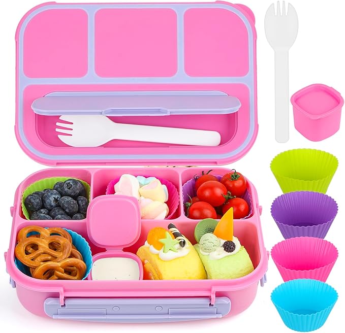 MaMix Bento Box Adult Lunch Box, Lunch Box Kids, Lunch Containers for Adults/Kids/Students,1300ML-4 Compartment Bento Box (purple)