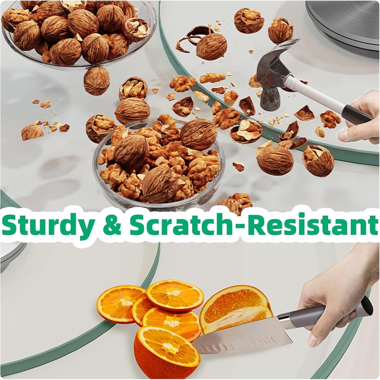 34.6 inch Lazy Susan for Table Top Tempered Glass Rotating Serving Tray for Dining Table, Kitchen Lazy Susan Organizer Spinning Rotating Food Server Party Centerpieces Heavy Duty