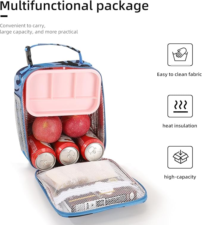 Lovoeo Lunch box Lunch bag for men women Insulated Lunchbox Lunch bags for Work Picnic Travel (Blue camo)