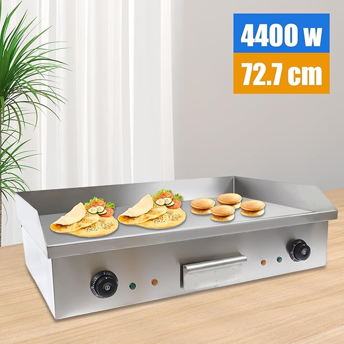 Electric Griddle, Electric Flat Top Griddle Non-Stick Teppanyaki Grill For Stir-Fry Omelets Pizza Pancakes Bacon, Adjustable Thermostatic Control 110V 4400W 29"
