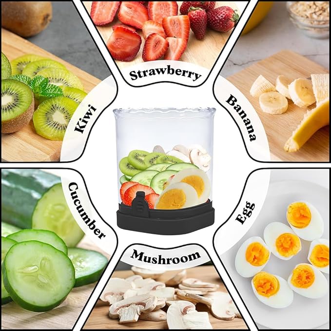 Strawberry Slicer, Fruit Slicer Cup with Push Plate, Grape Cutter Cup Slicers Kitchen Gadget for Egg Kiwi Banana Cucumber, Strawberry Slicers Cutter Tool for Fruits Vegetables (Yellow, One Size)