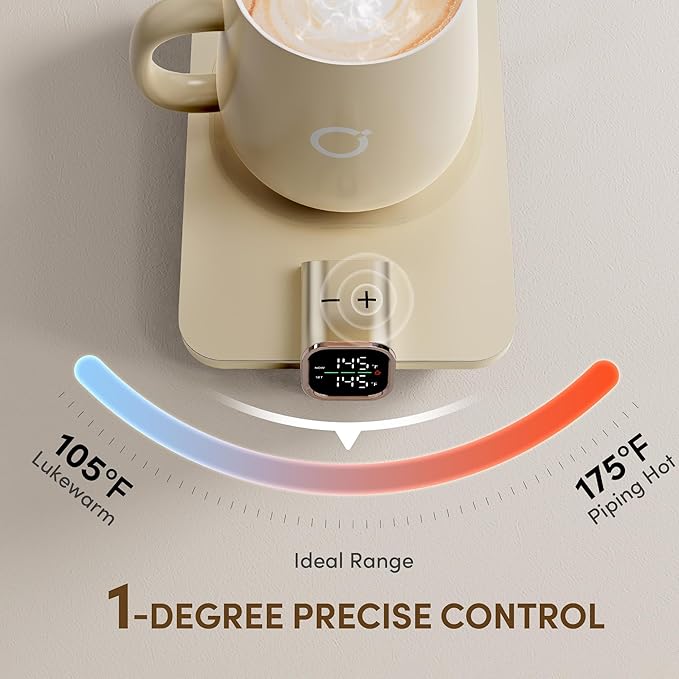 Coffee Mug Warmer & iKago Mug Set, Temperature Control Smart Heated Mug for Desk, Electric Coffee Warmer with Auto Shut Off & Real-Time Temp Display, Gifts for Men Women, 15oz Ceramic Mug