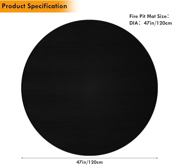 47" Round Fire Pit Mat Compatible with Solo Stove Bonfire, 3-Layer Outdoor Under Grill Mat Patio Deck Protector BBQ Mat,Fire Proof Pads for Under Fire Pit,Charcoal Grills,Griddles and Smokers