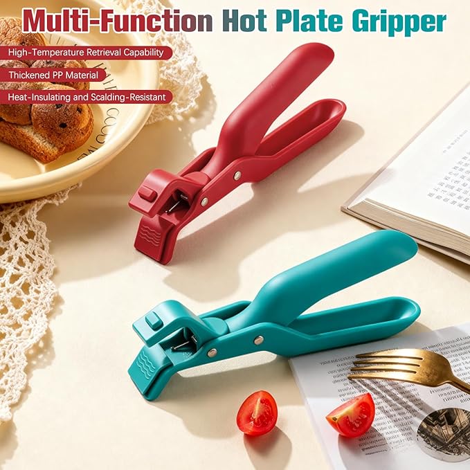 2 PCS Hot Plate Grippers, 2025 Upgraded Silicone Clip, Hot Plate Gripper Tongs, For Kitchen, Hot Bowl Dish Plate Gripper Clips Tongs Clamp Holder, Kitchen Silicone Anti Slip Clip