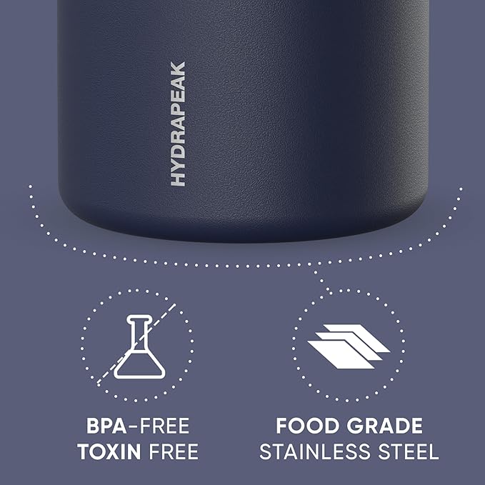 Hydrapeak 32oz Stainless Steel Vacuum Insulated Food Jar for Hot Food and Cold Food, Wide Mouth Leak-Proof Soup Jar for Adults, 10 Hours Hot and 16 Hrs Cold (Navy)