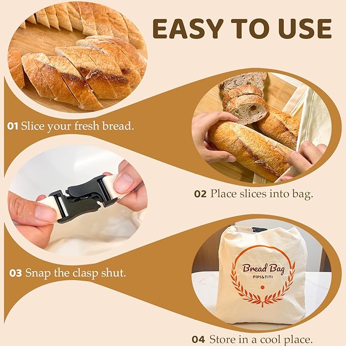 PIPI&TITI Reusable Beeswax Bread Bag for Homemade Bread,XL Sourdough Bread Bag (2-packs),17x12.6 inches Food Storage,Portable Cotton and Beeswax Bag,Freezer-Friendly