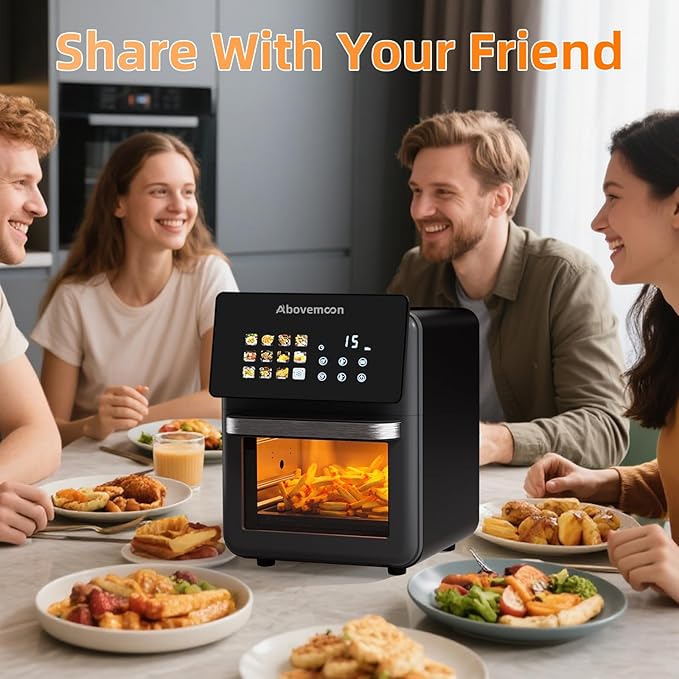 10L Large Xl Pro Air Fryer Oven With Grill Combo For Kitchen Countertop Use,12 in 1 Smart Convection Ovens,AirFryer With Glass View Window,Nonstick Basket,Fryer Liners,Removable Door-Black