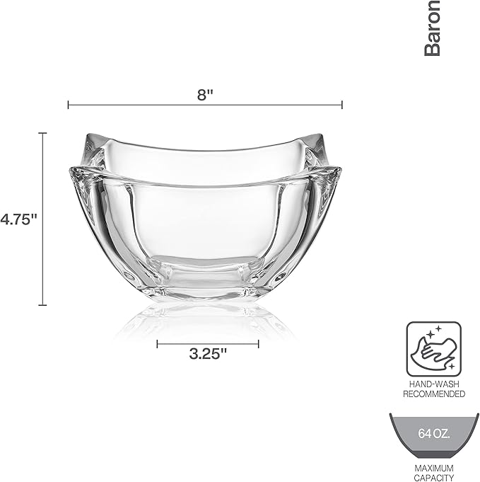 Mikasa Baron Crystal Square Bowl, 8 Inch