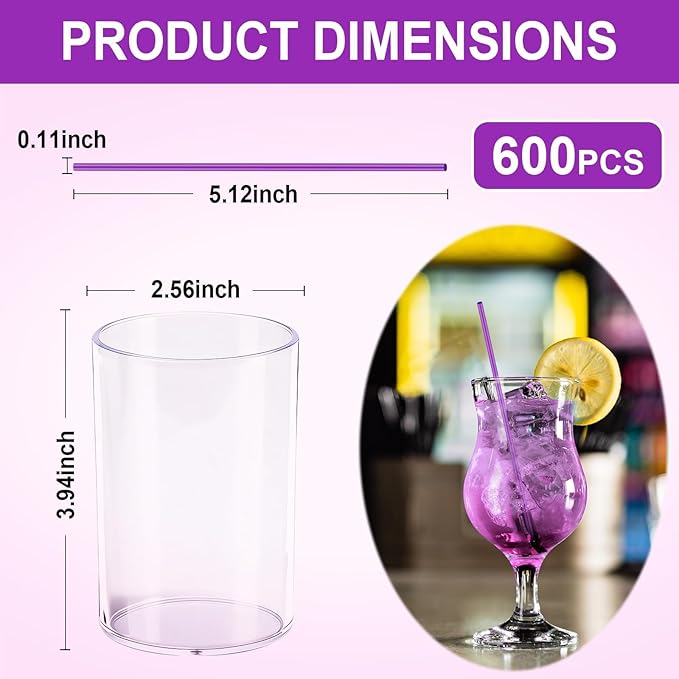 600 Pcs Purple Coffee Stirrers Stir Sticks Set - Acrylic Stir Stick Holder Cocktail Straws Bar Straws Drink Stirrers for Coffee Juice Whiskey Home Kitchen Party Supplies