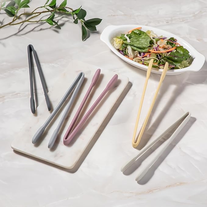 carrotez Silicone Cooking Kitchen Tongs, Anti-Slip,Non-Scratch Serving Tongs 9.25 Inches - Dark Pink