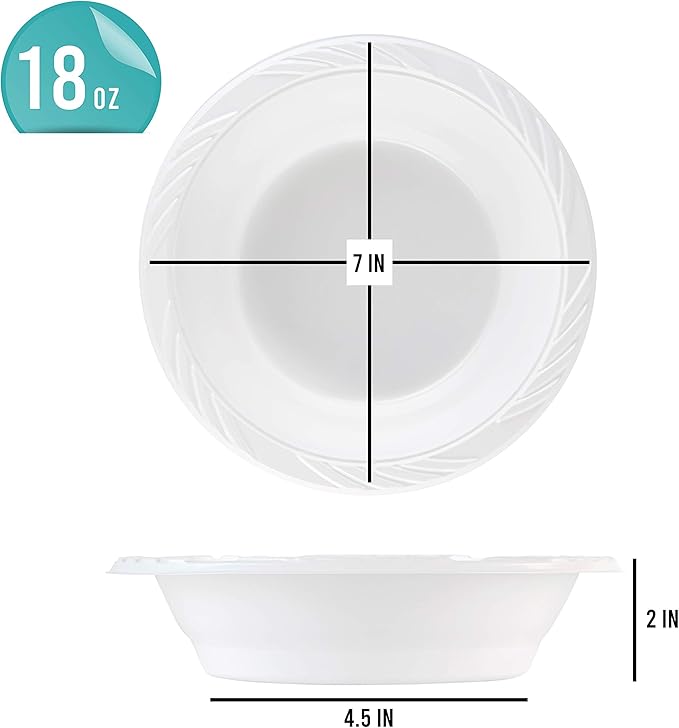 PLASTICPRO 400 Count Disposable 18 ounce White Plastic Soup Bowls