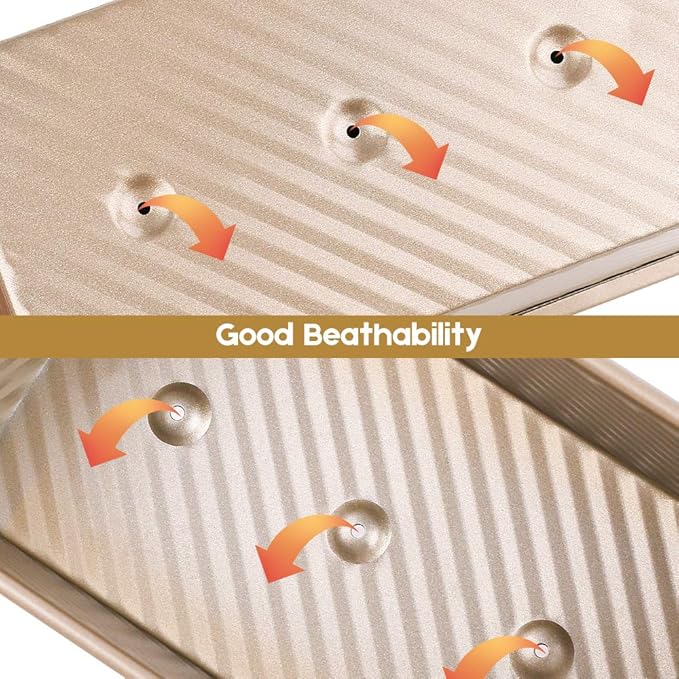 Amagabeli Pullman Loaf Pan with Lid Nonstick Bakeware 9”x4” Carbon Steel Corrugated 1 lb Bread Toast Box Mold for Cooking Oven Baking Roasting Toaster Bake Mold Homemade Cakes Baking Golden