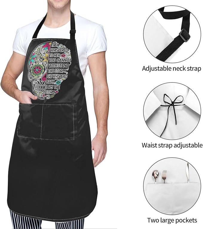 Men Women Apron, Adjustable Neck with 2 Pockets - Chef Apron for Cooking - Mom Dad Gift for Christmas, Birthday