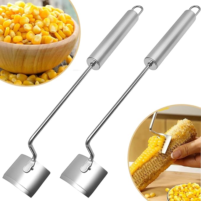 2 Packs Corn Peeler for Corn on the Cob, 2025 Upgraded Corn Stripper for Corn on the Cob, Long Handle Stainless Steel Corn Stripping Tool for Home Kitchen, Easy Clean Corn Cob Peeler as Gift for Women