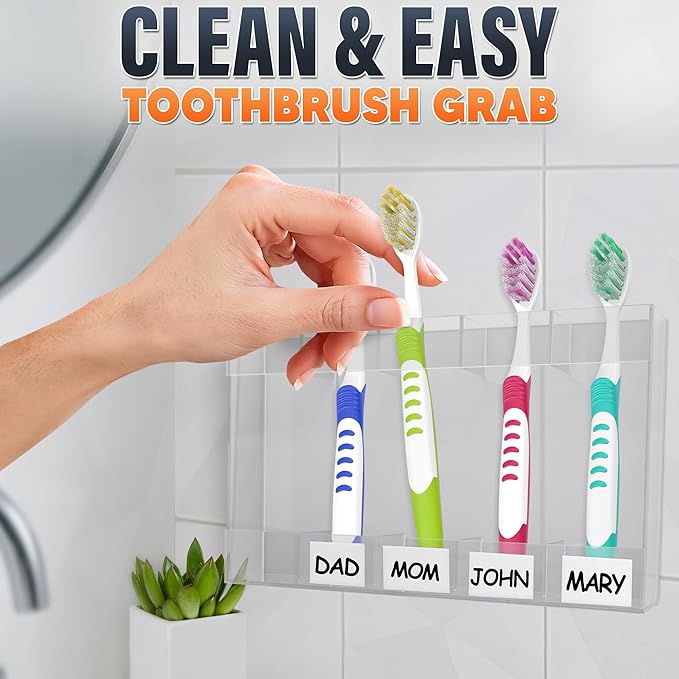 9.5" Large Acrylic Straw Holder for Cabinet Door with Stickers – Peel and Stick Straw Holder for Drawer, for Straws, Makeup Brushes, Kitchen Utensils – Includes Strong Adhesive Tape for Easy Mounting