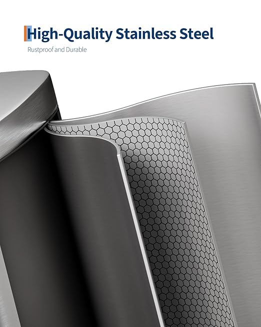 Garvee Step-on Stainless Steel Kitchen Trash Can - 13 Gal / 50 L Large Capacity, Rustproof Metal Garbage Bin with Soft Close Lid, Removable Inner Bucket & Rear Handle