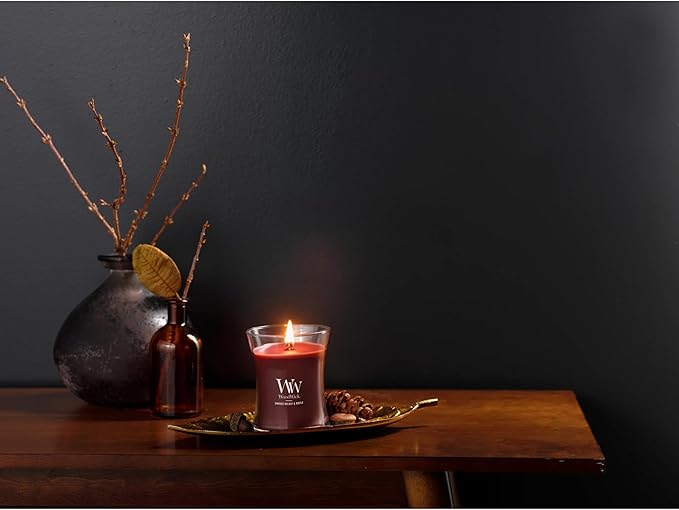 WoodWick Smoked Walnut & Maple Holiday Candle Gifts for Women and Men, 9.7 oz Medium Hourglass Candle with Crackling Wick